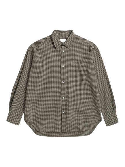 Norse Projects Espevik Cotton Blend Check Overshirt, Taupe, Taupe