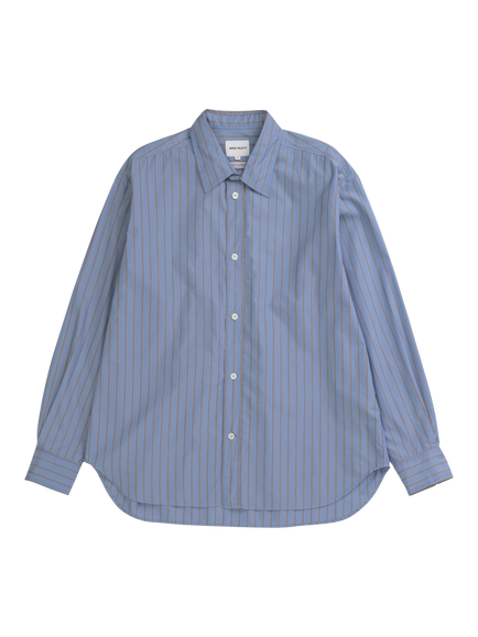 Norse Projects Espevik Cotton Blend Stripe Overshirt, Bel Air Blue, Bel Air Blue