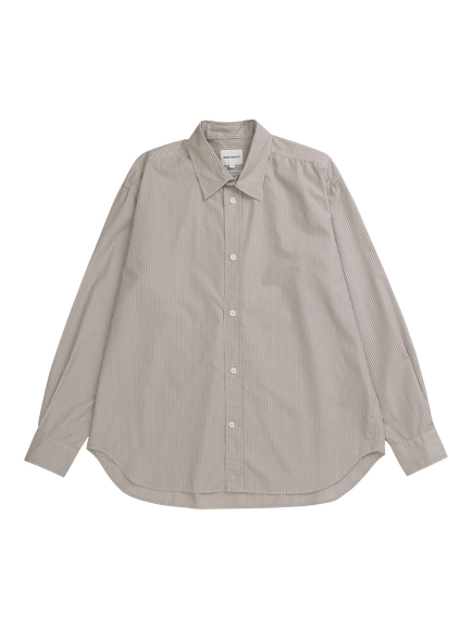 Norse Projects Espevik Cotton Blend Stripe Overshirt, Walnut, Walnut