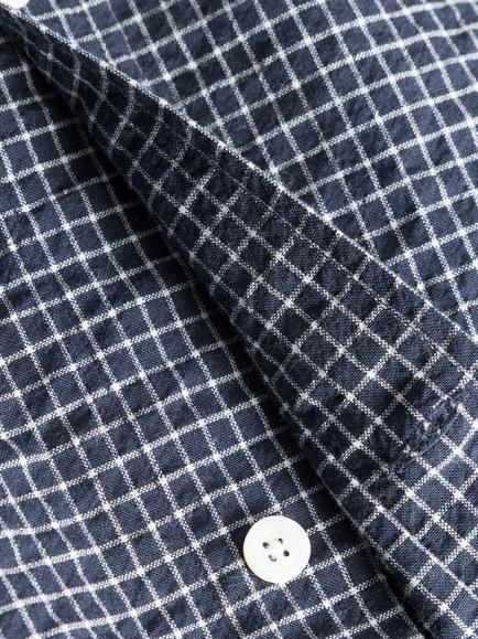 Norse Projects Cotton Blend Oversized Fit Check Shirt, Dark Navy - view 2, Dark Navy