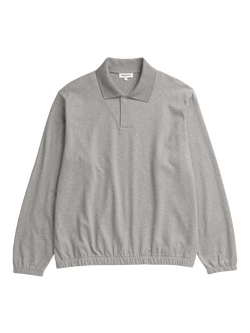 Norse Projects Cotton Regular Fit Long Sleeve Piled Textured Polo Shirt, Grey Melange, Grey Melange