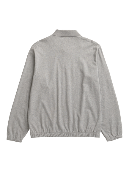 Norse Projects Cotton Regular Fit Long Sleeve Piled Textured Polo Shirt, Grey Melange - view 2, Grey Melange