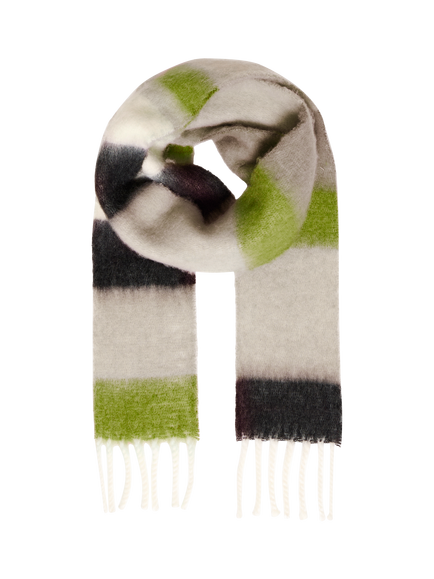 ICHI Molly Colour Block Scarf, Pesto, Pesto