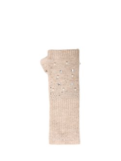 ICHI Macy Embellished Fingerless Gloves, Oatmeal Melange, Oatmeal Melange