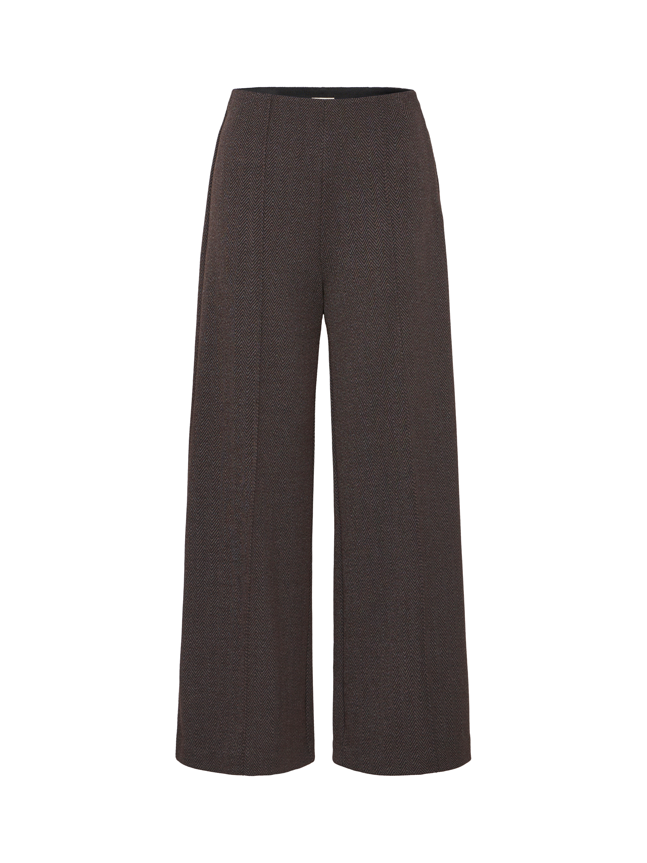 Product image 5 of 7, which shows ICHI Kate Mid Rise Tailored Jacquard Herringbone Trousers , Black/Brown, XS