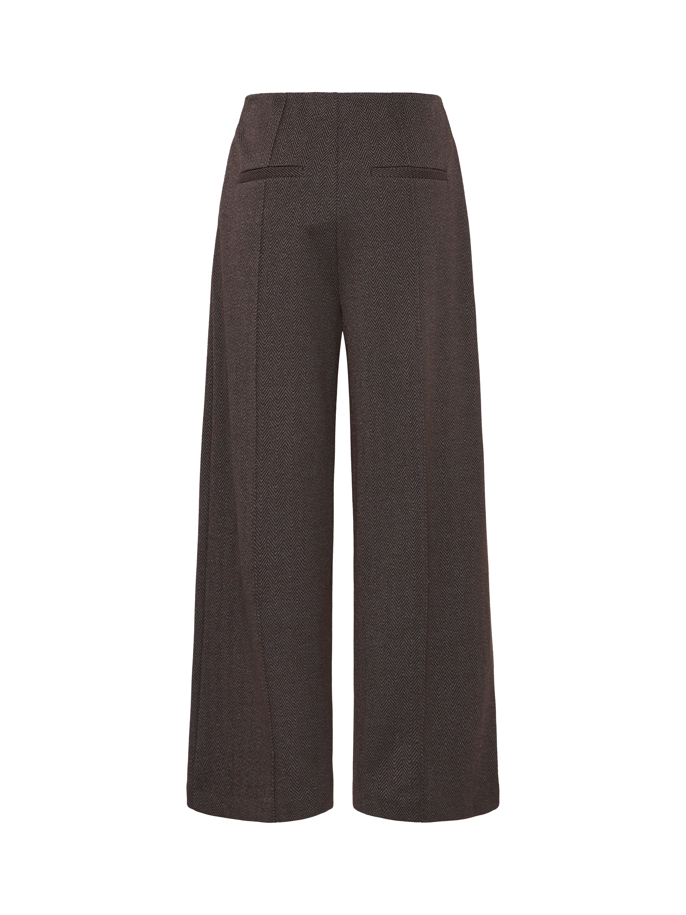 Product image 6 of 7, which shows ICHI Kate Mid Rise Tailored Jacquard Herringbone Trousers , Black/Brown, XS