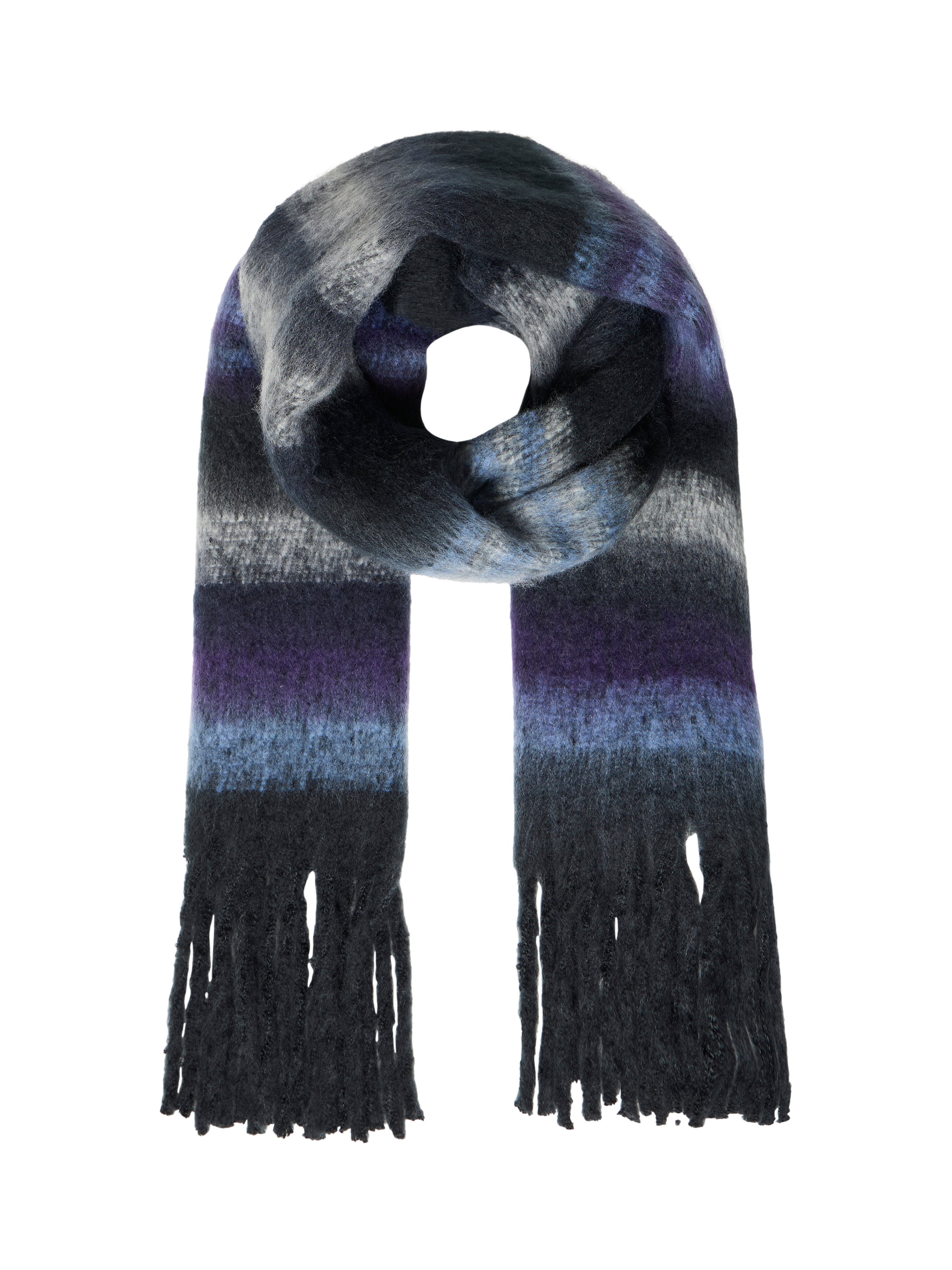 Product image 1 of 2, which shows ICHI Mette Colour Block Scarf, Blue Yonder, One Size