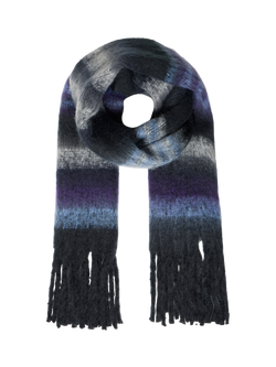 ICHI Mette Colour Block Scarf, Blue Yonder