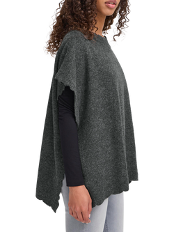 ICHI Iamacha Wool Poncho Coatigan - view 2, Dark Grey Melange