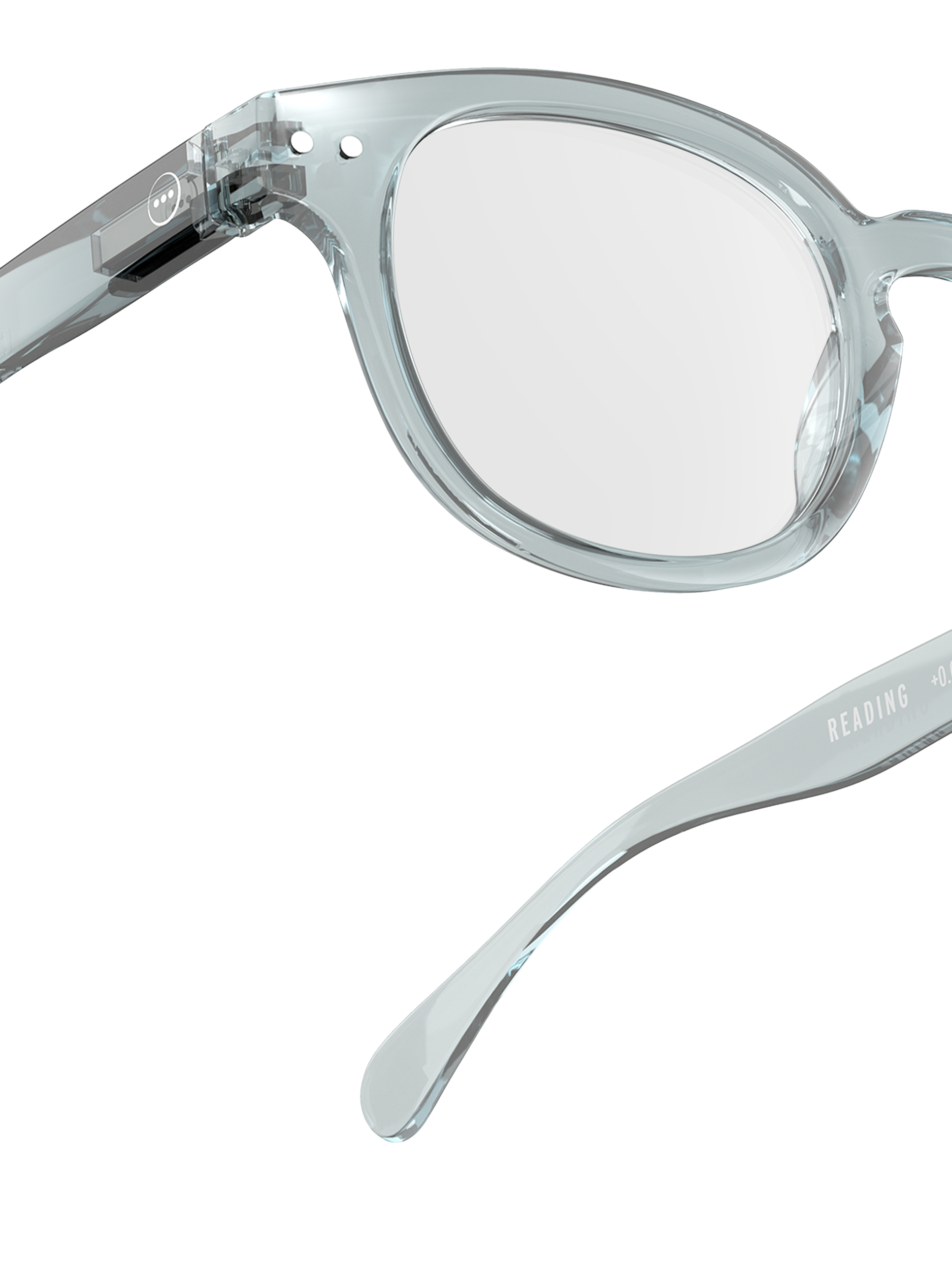 Product image 3 of 5, which shows IZIPIZI Crystal Reading Glasses, Frozen Blue, +1