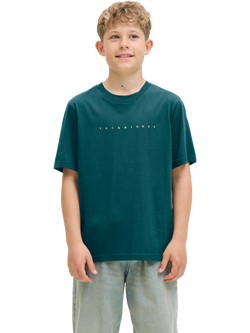 Jack & Jones Kids' Relaxed Fit Branded T-Shirt, Atlantic Deep, Atlantic Deep