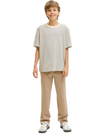 Jack & Jones Kids' Striped Short Sleeved T-Shirt, Antique White, Antique White