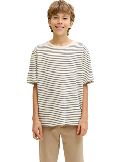 Jack & Jones Kids' Striped Short Sleeved T-Shirt, Antique White - view 2, Antique White