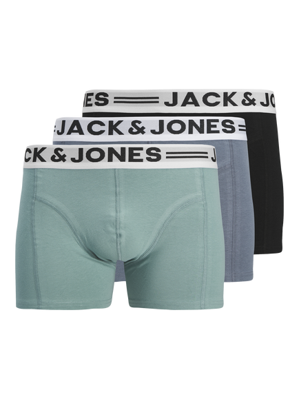 Jack & Jones Kids' Sense Organic Cotton Logo Trunks, Pack of 3, Mineral Blue Multi