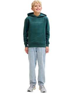 Jack & Jones Kids' Cotton Blend Logo Hoodie, Atlantic Deep, Atlantic Deep