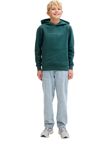 Jack & Jones Kids' Cotton Blend Logo Hoodie, Atlantic Deep, Atlantic Deep