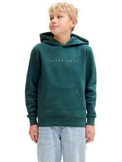 Jack & Jones Kids' Cotton Blend Logo Hoodie, Atlantic Deep - view 2, Atlantic Deep