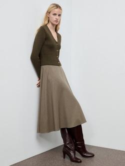 Mango Yuki V-Neck Ribbed Cardigan - view 2, Khaki