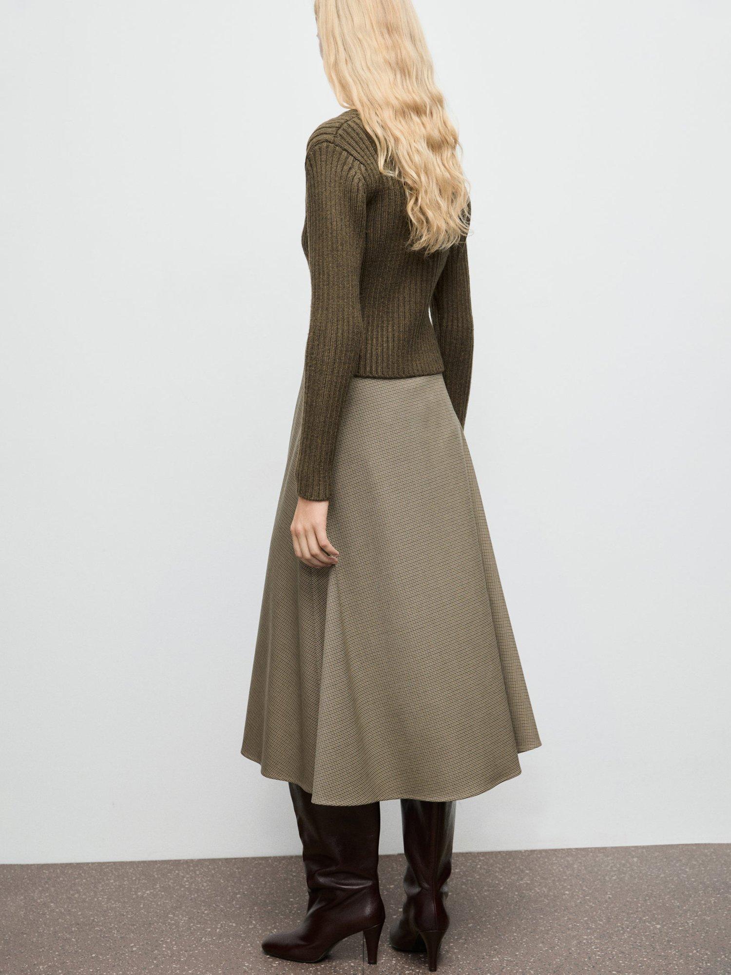 Product image 4 of 8, which shows Mango Yuki V-Neck Ribbed Cardigan , Khaki, XS