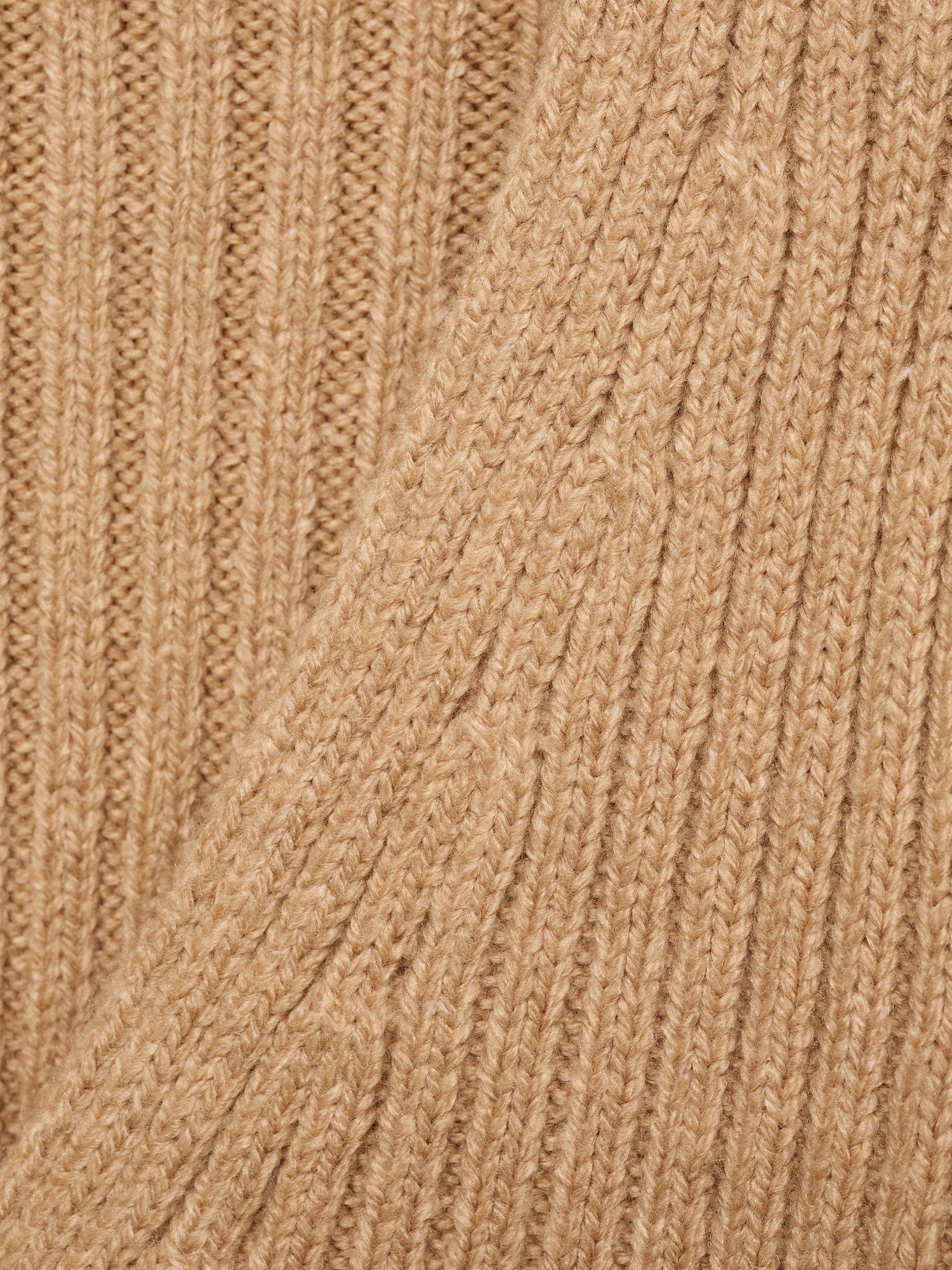 Product image 5 of 8, which shows Mango Yuki V-Neck Ribbed Cardigan , Medium Brown, XL