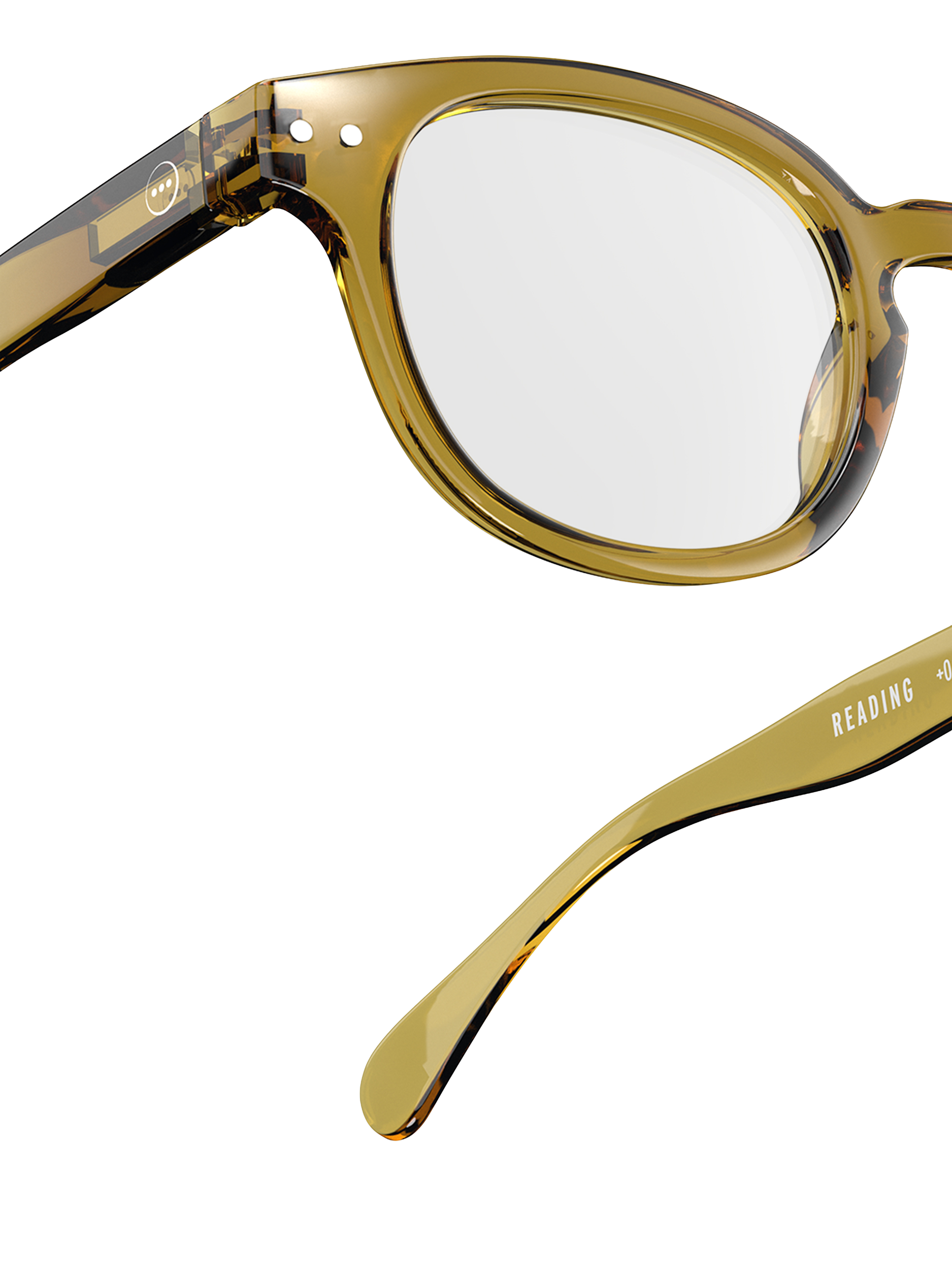 Product image 3 of 5, which shows IZIPIZI Crystal Reading Glasses, Golden Green, +1
