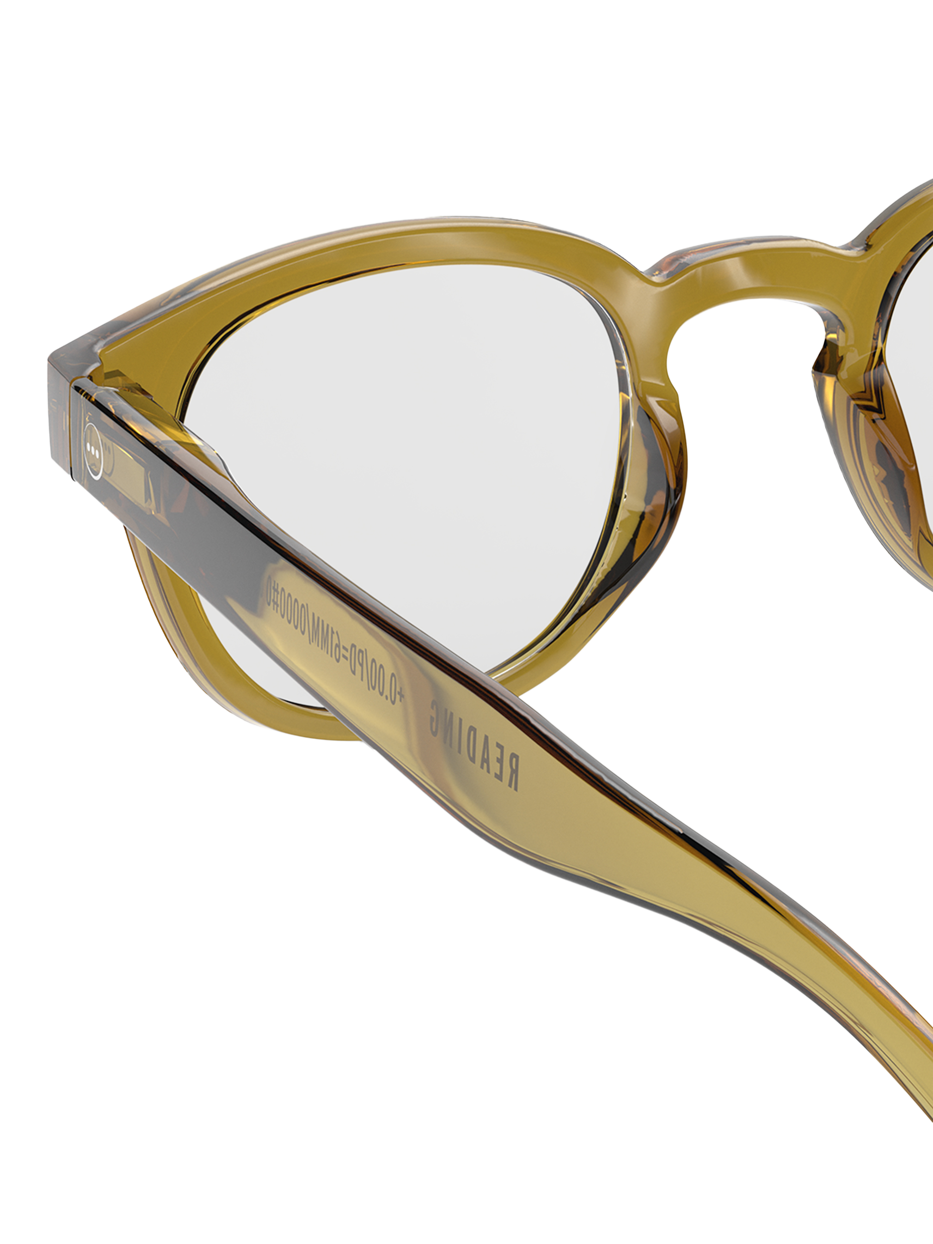 Product image 4 of 5, which shows IZIPIZI Crystal Reading Glasses, Golden Green, +1