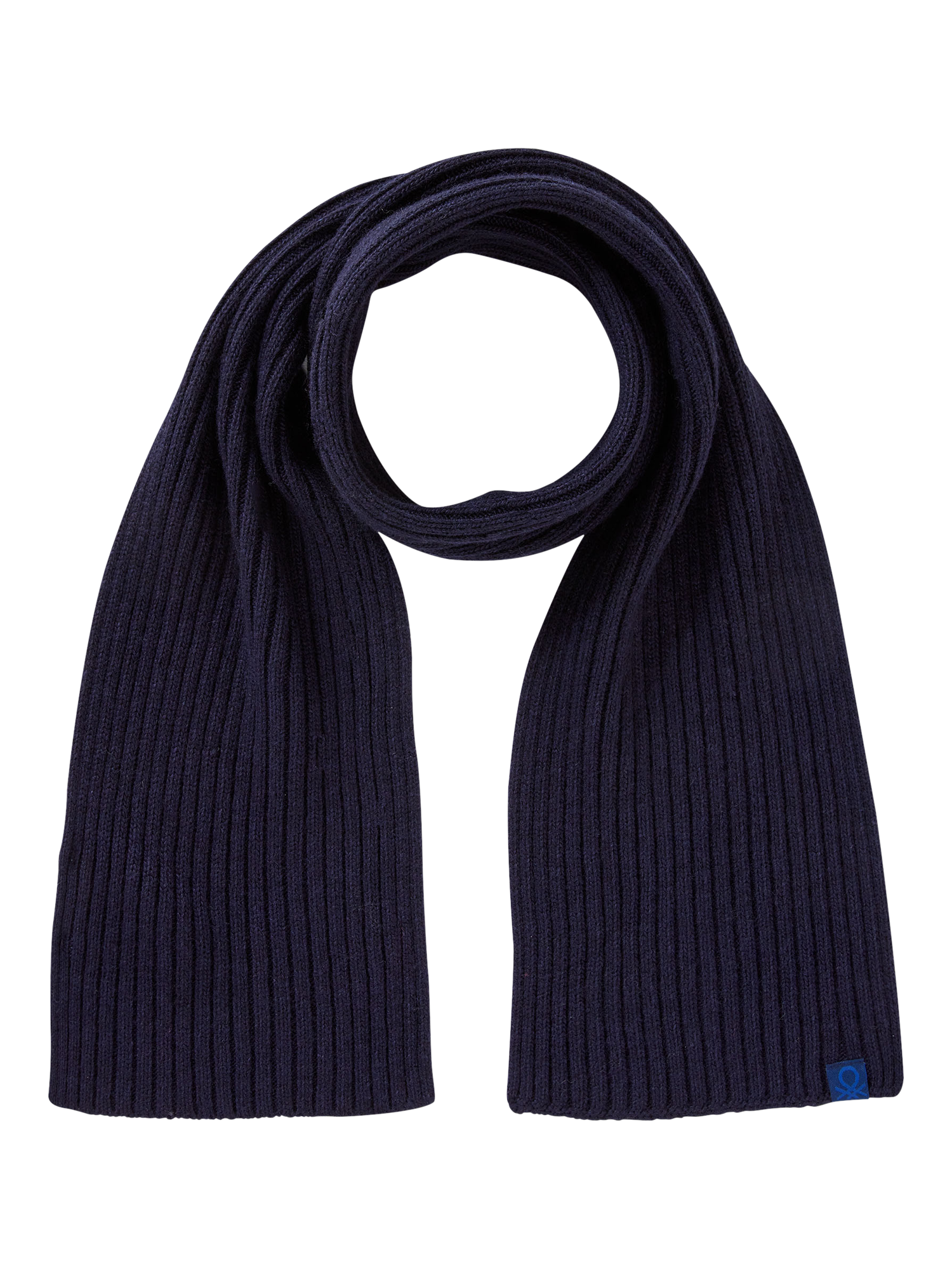 Product image 1 of 3, which shows Benetton Kids' Wool Blend Rib Knit Scarf, Blue, 3-4 years