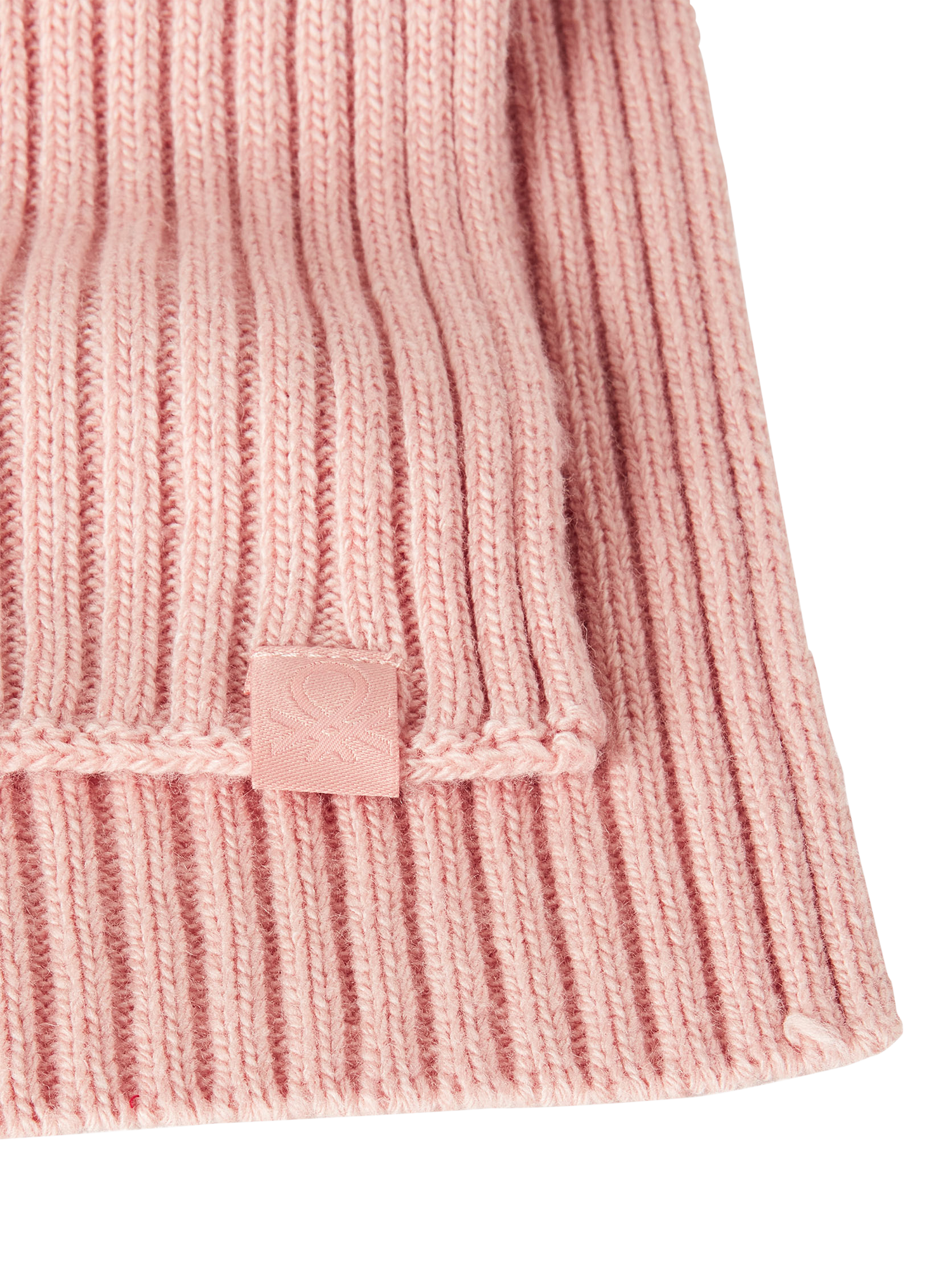 Product image 3 of 3, which shows Benetton Kids' Wool Blend Rib Knit Scarf, Pink, 3-4 years