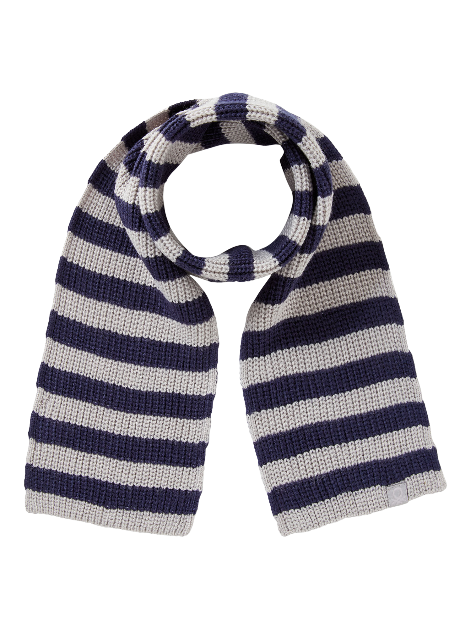 Product image 1 of 3, which shows Benetton Kids' Two Tone Striped Knit Scarf, Grey, 3-4 years