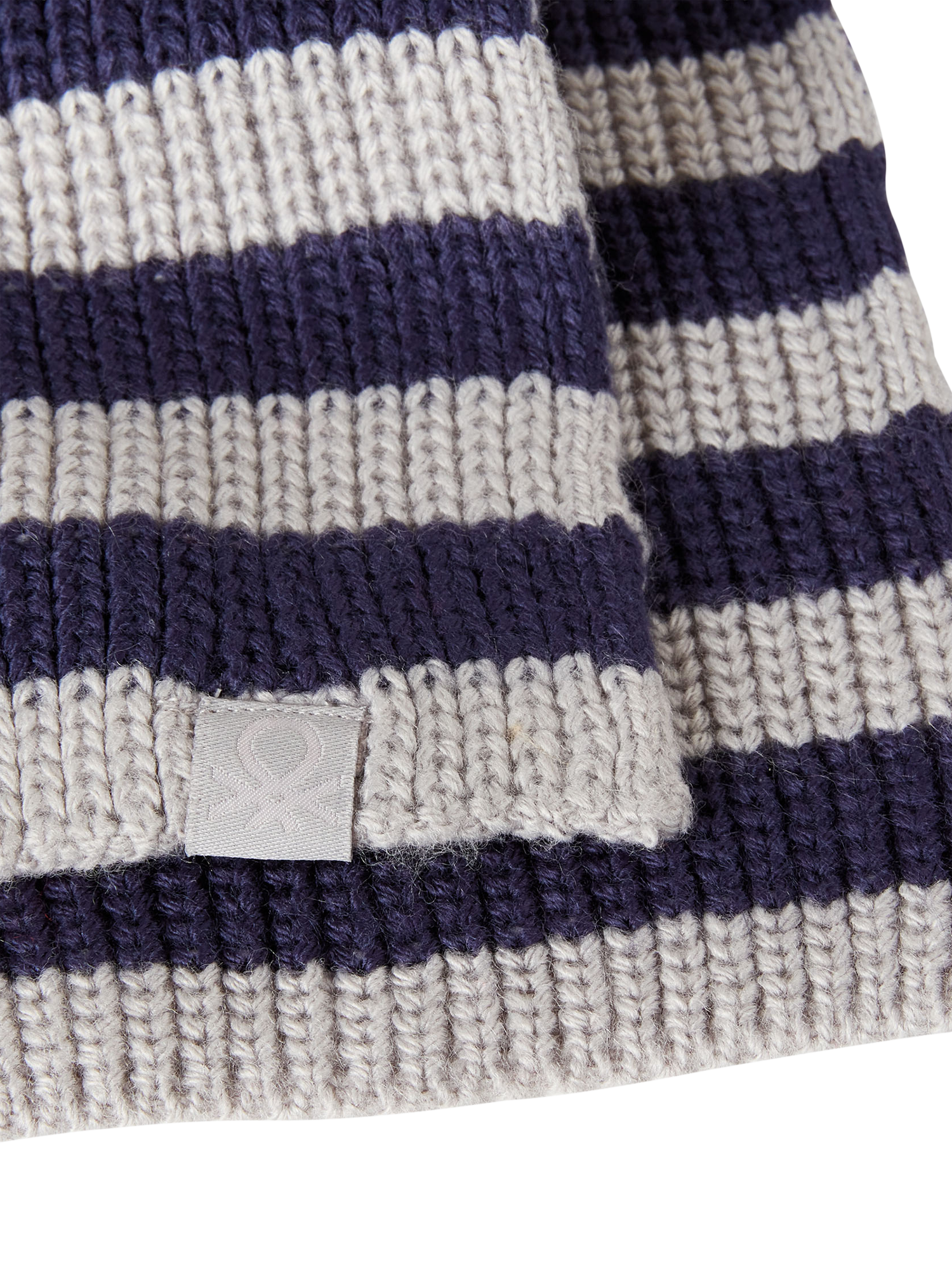 Product image 3 of 3, which shows Benetton Kids' Two Tone Striped Knit Scarf, Grey, 3-4 years