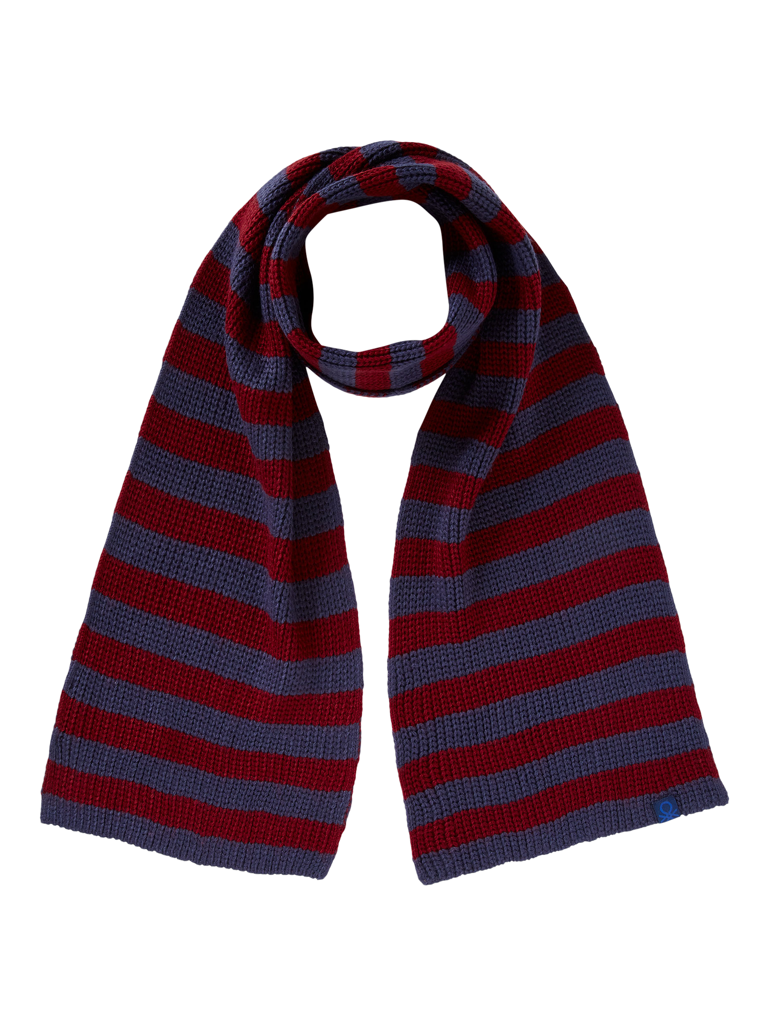 Product image 1 of 3, which shows Benetton Kids' Two Tone Striped Knit Scarf, Blue, One