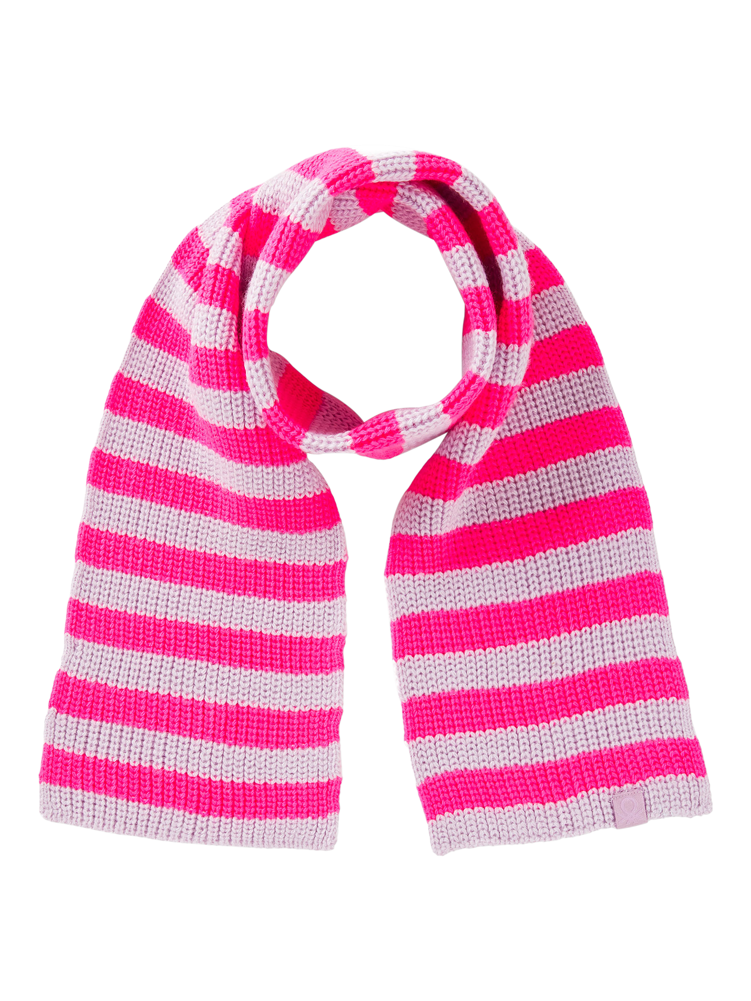 Product image 1 of 3, which shows Benetton Kids' Two Tone Striped Knit Scarf, Violet, 3-4 years