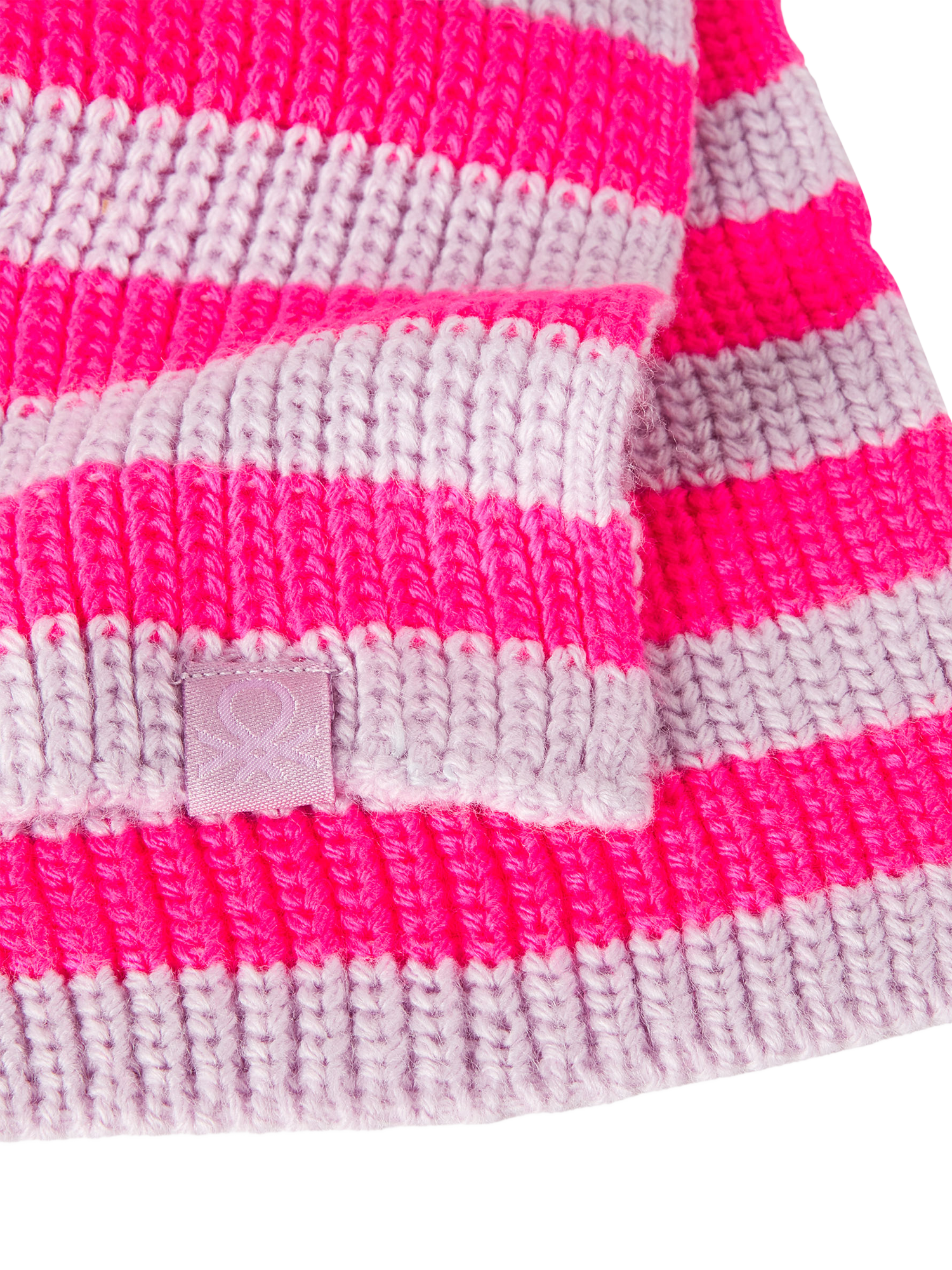 Product image 3 of 3, which shows Benetton Kids' Two Tone Striped Knit Scarf, Violet, 3-4 years