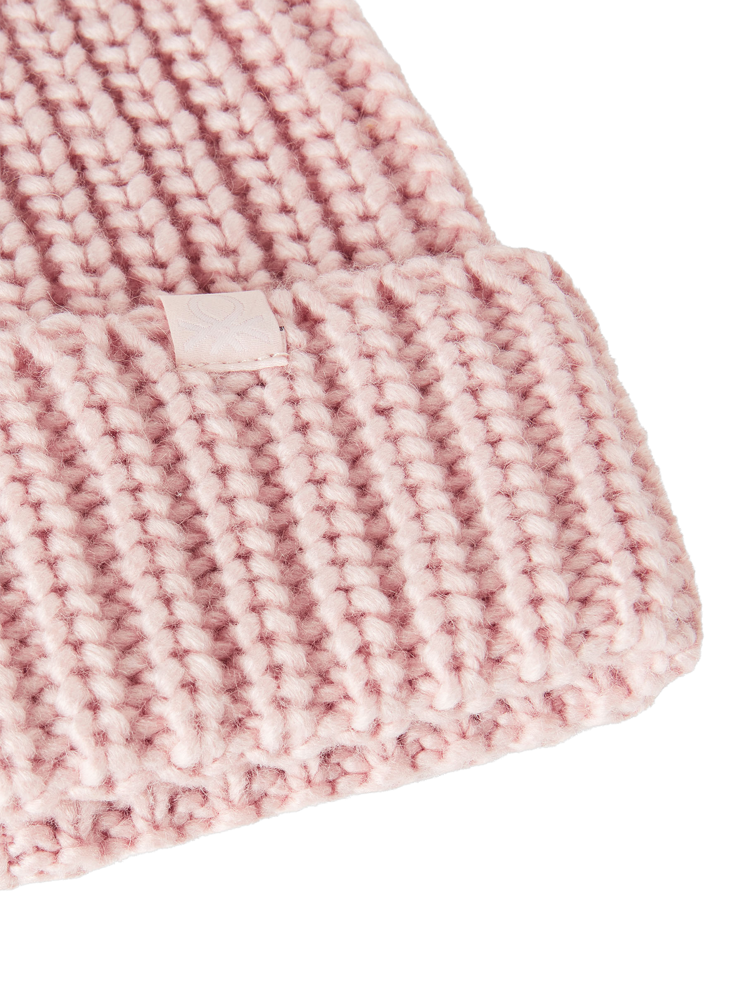 Product image 3 of 3, which shows Benetton Kids' Knitted Beanie Hat, Pink, One Size