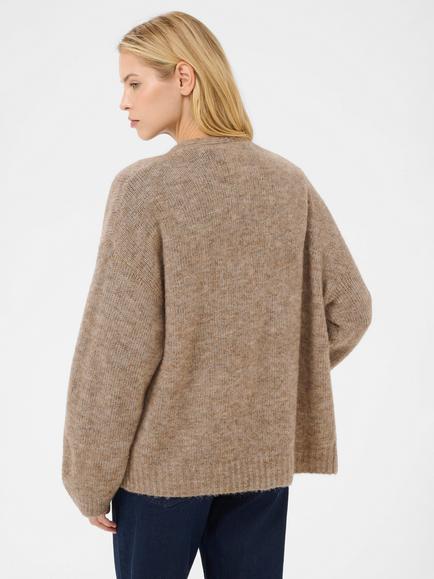 Part Two Rastina Wool Blend Open Neck Cardigan, Mink Melange - view 2, Mink Melange
