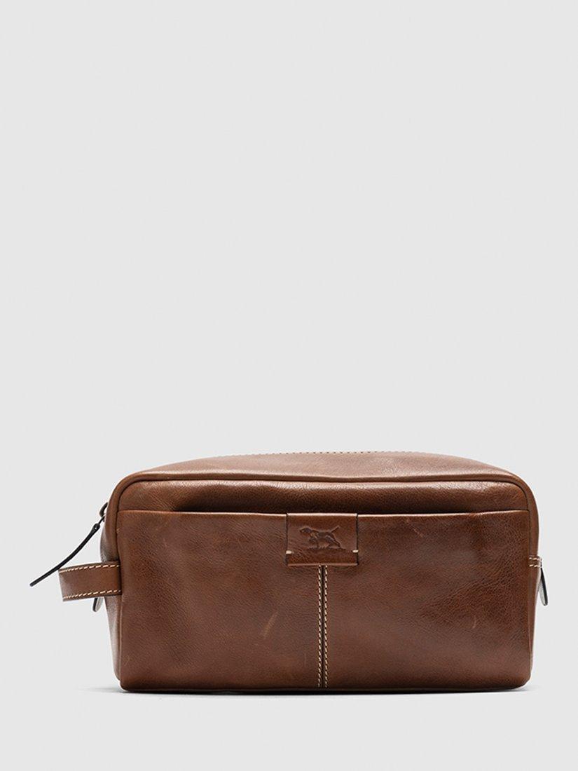 Product image 1 of 7, which shows Rodd & Gunn Princeton Leather Wash Bag, Cognac, One Size