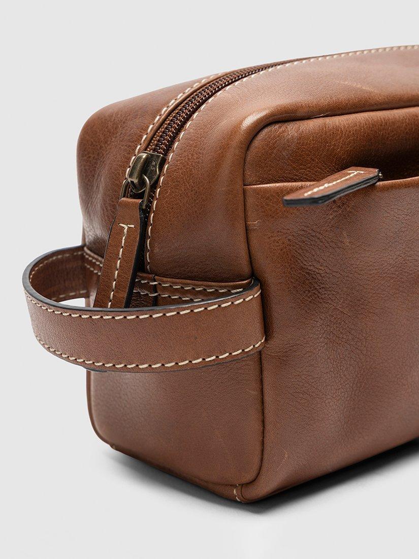 Product image 5 of 7, which shows Rodd & Gunn Princeton Leather Wash Bag, Cognac, One Size