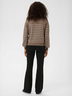 KAFFE Lizz Stripe Turtleneck Jumper, Morel Melange/Silver - view 2, Morel Melange/Silver