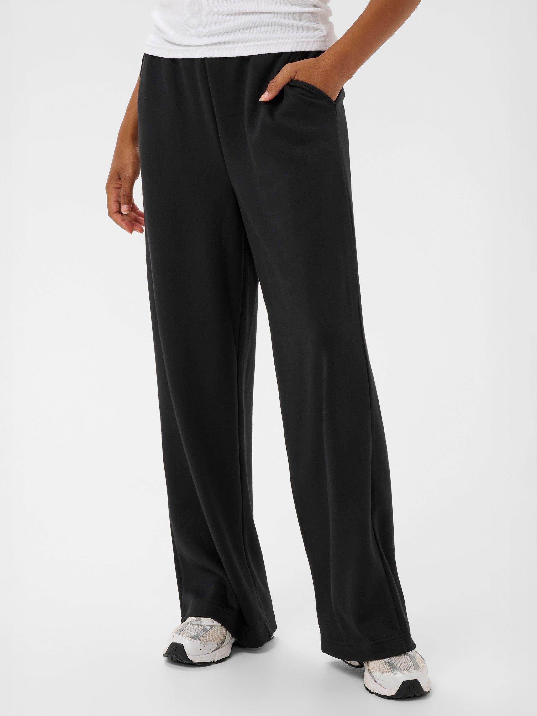 Product image 1 of 6, which shows KAFFE KAannika Wide-Leg Joggers, Black Deep, XS