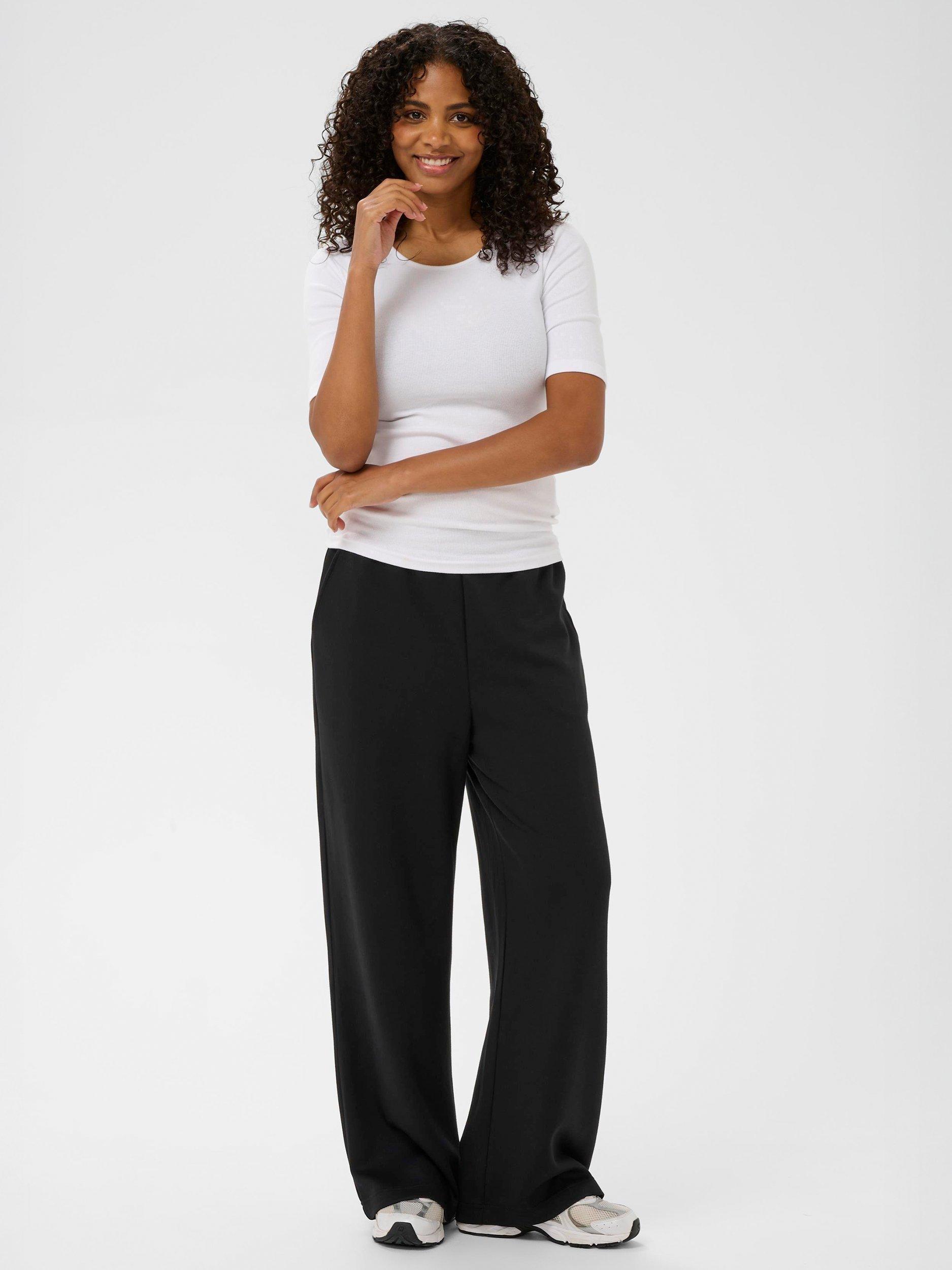 Product image 3 of 6, which shows KAFFE KAannika Wide-Leg Joggers, Black Deep, XS