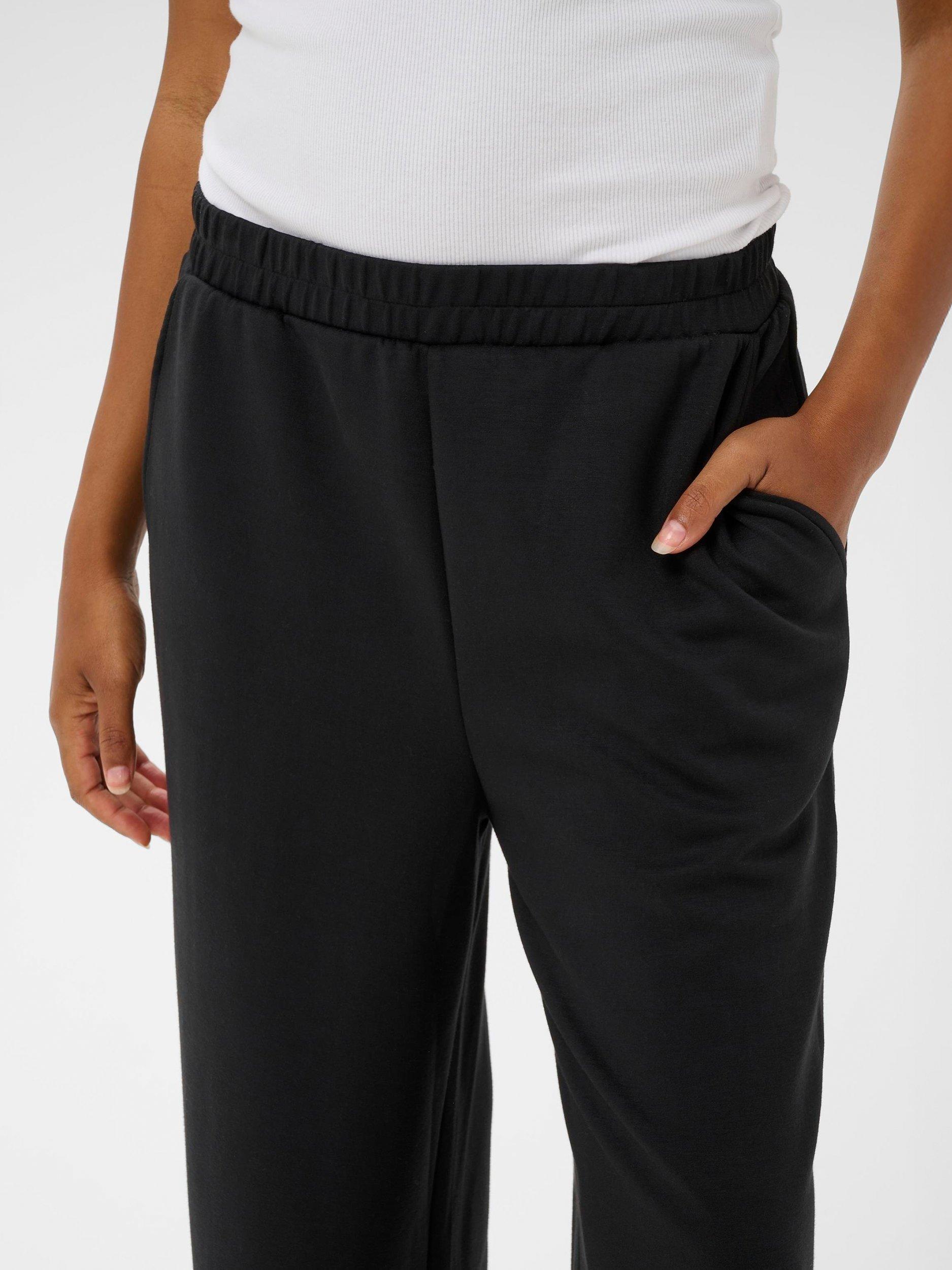 Product image 4 of 6, which shows KAFFE KAannika Wide-Leg Joggers, Black Deep, XS