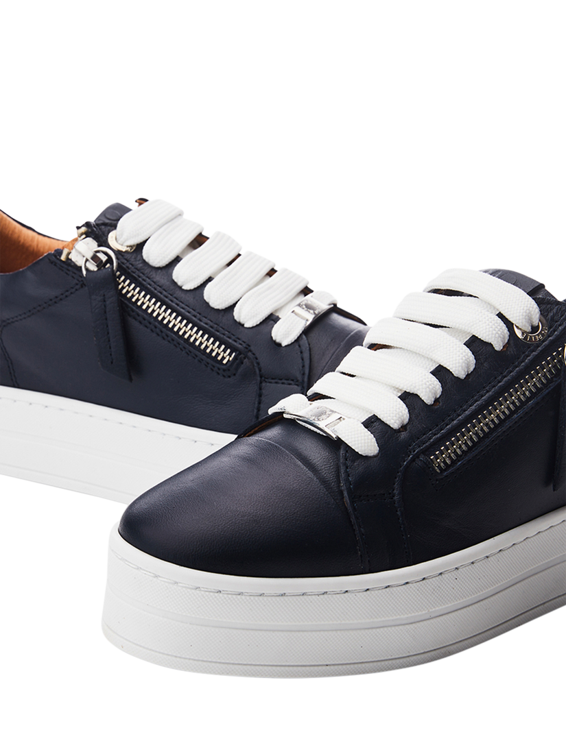 Product image 5 of 5, which shows Moda in Pelle Abbiy Leather Trainers, Navy, 3