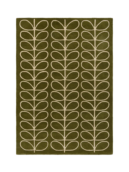 Orla Kiely Linear Stem Wool Rug, Olive