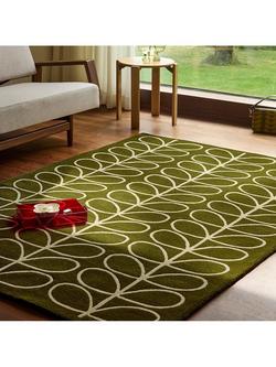 Orla Kiely Linear Stem Wool Rug - view 2, Olive