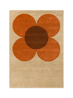 Orla Kiely Retro Flower Pure Wool Rug, Ecru, Ecru