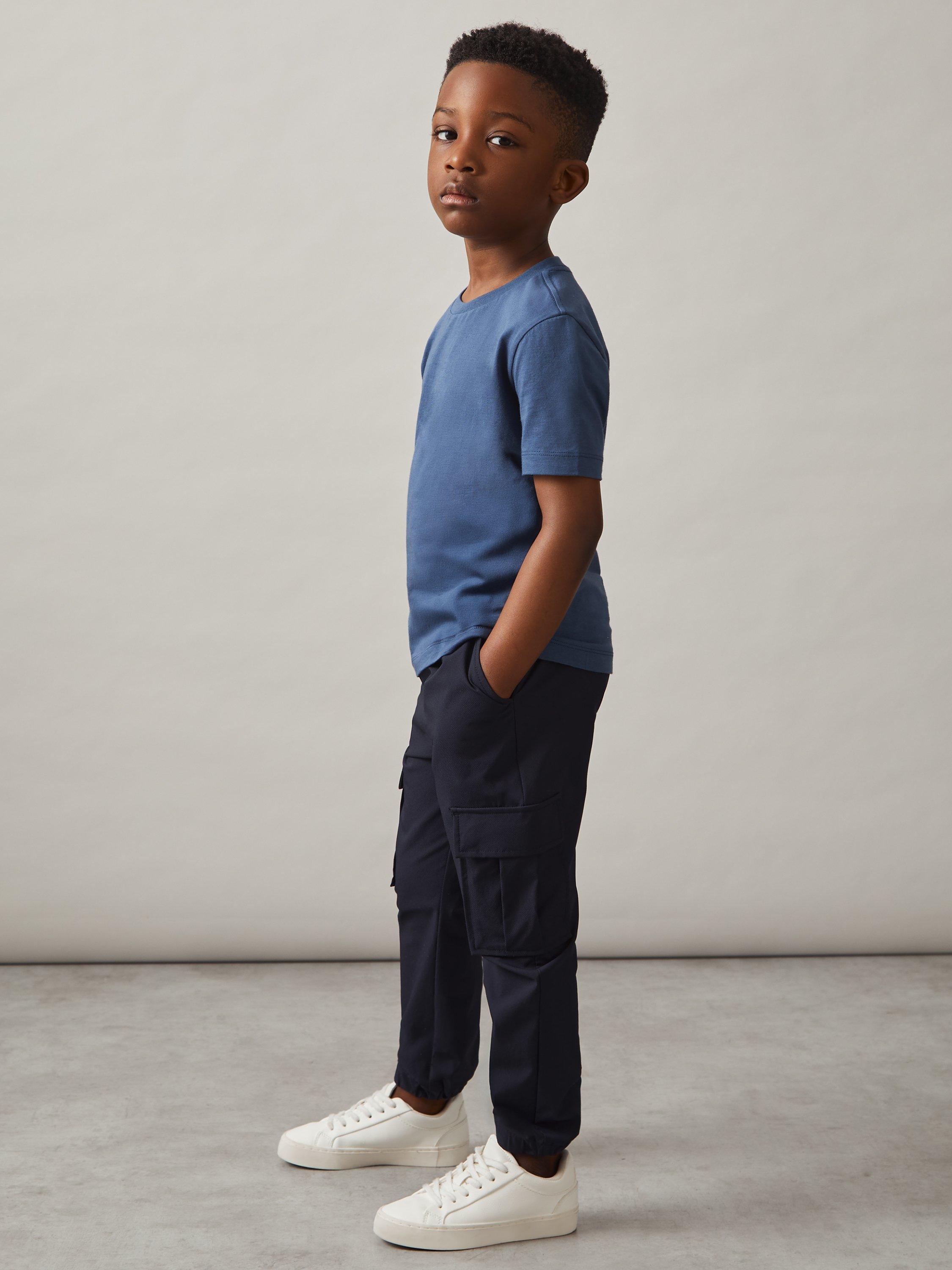 Product image 1 of 4, which shows Reiss Kids' Lucian Cargo Joggers, Navy, 3-4 years