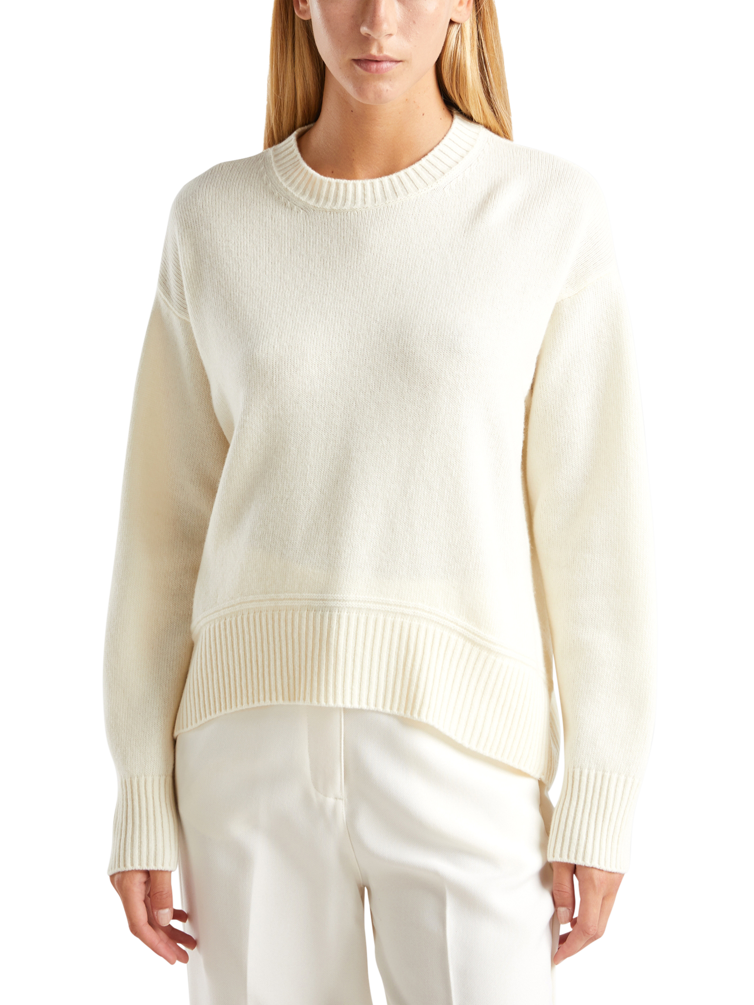 Product image 1 of 6, which shows Benetton Crew Neck Jumper, White, XS