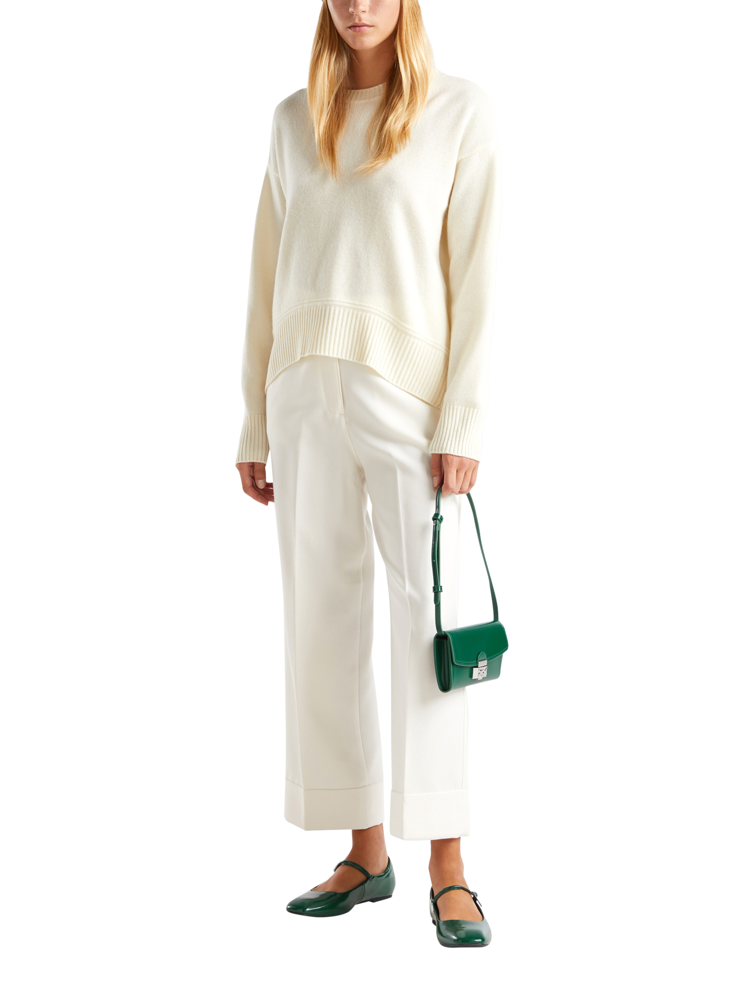 Product image 3 of 6, which shows Benetton Crew Neck Jumper, White, XS