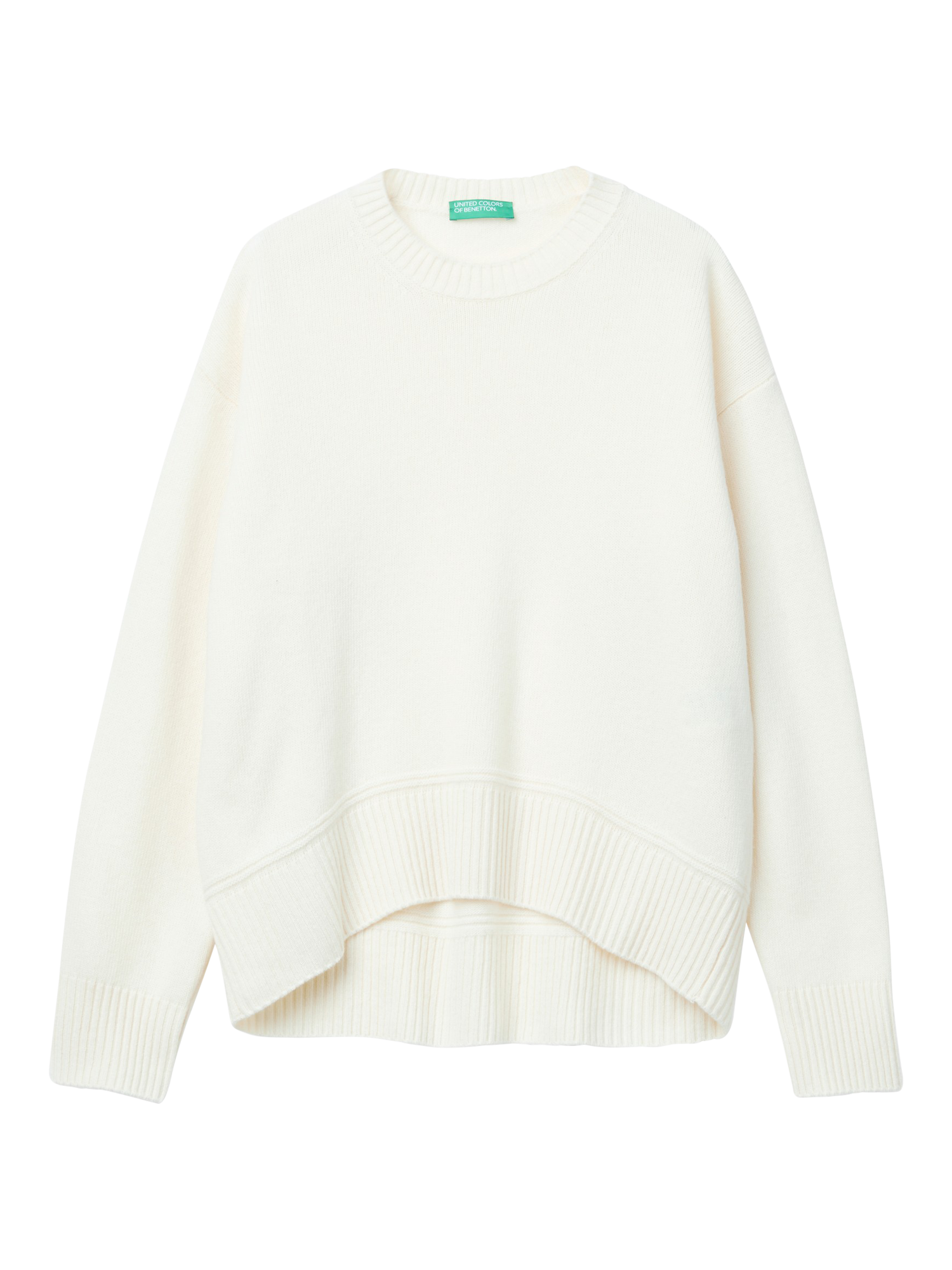 Product image 4 of 6, which shows Benetton Crew Neck Jumper, White, XS