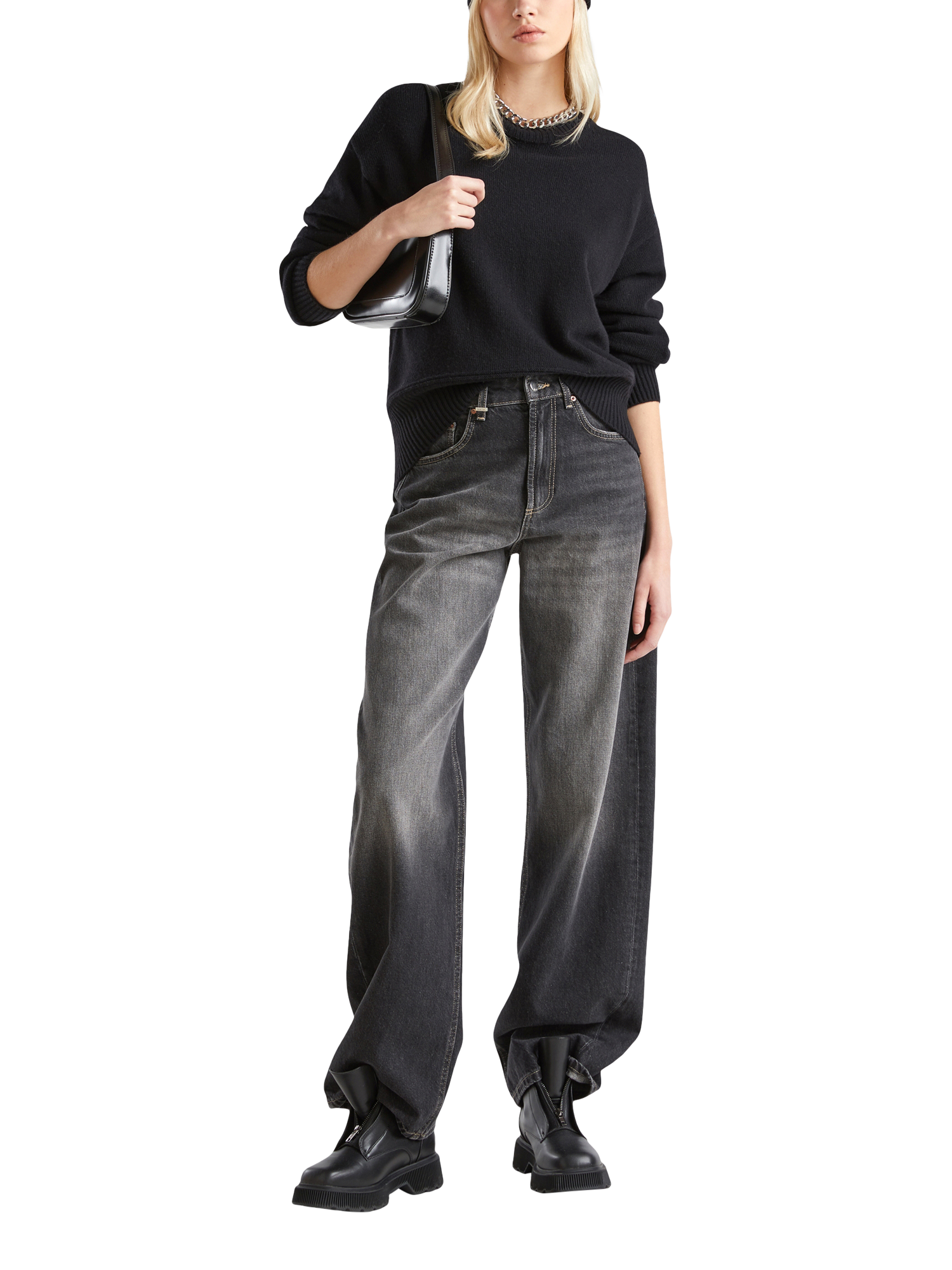 Product image 3 of 6, which shows Benetton Crew Neck Jumper, Black, XS